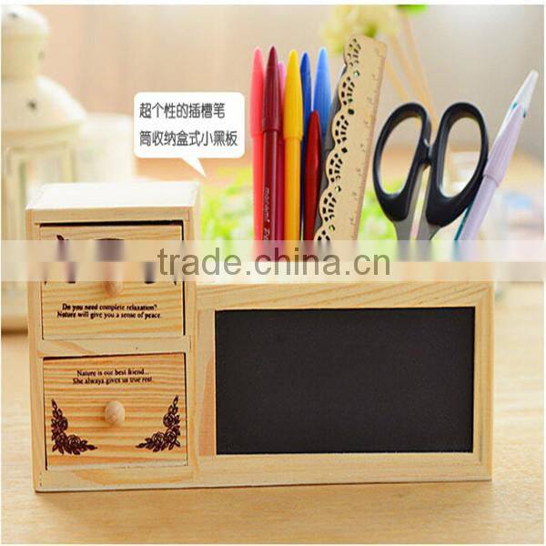 New product unique wooden pencil holder with blackboard/desk organizer