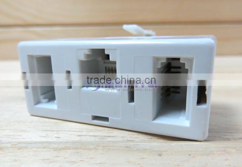 BT 1 Male to Dual Female RJ11 6P4C Plug Telephone Cable Adapter
