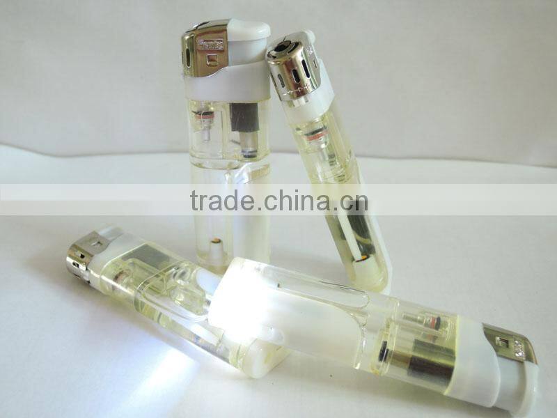 plastic refillable electronic gas torch lighter with led flashlight