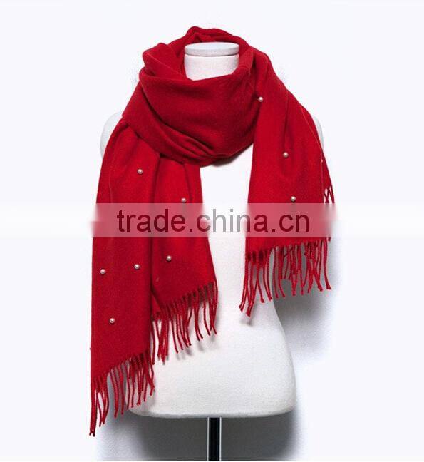 Wholesale New Tassel Wool Acrylic Pearl Fashion Ladies Shawls and Scarves Pashmina