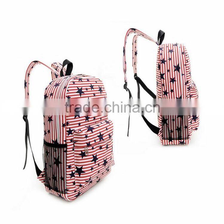 Promotional Star Printed Canvas School Cheap Backpack