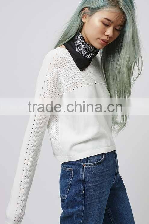 2016 Women Mixed Pointelle Crop HSS3026