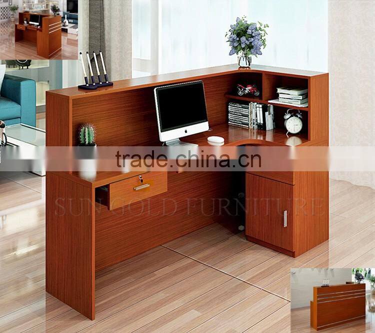 Black wooden used reception counters modern front desk design (SZ-RTB006-2)