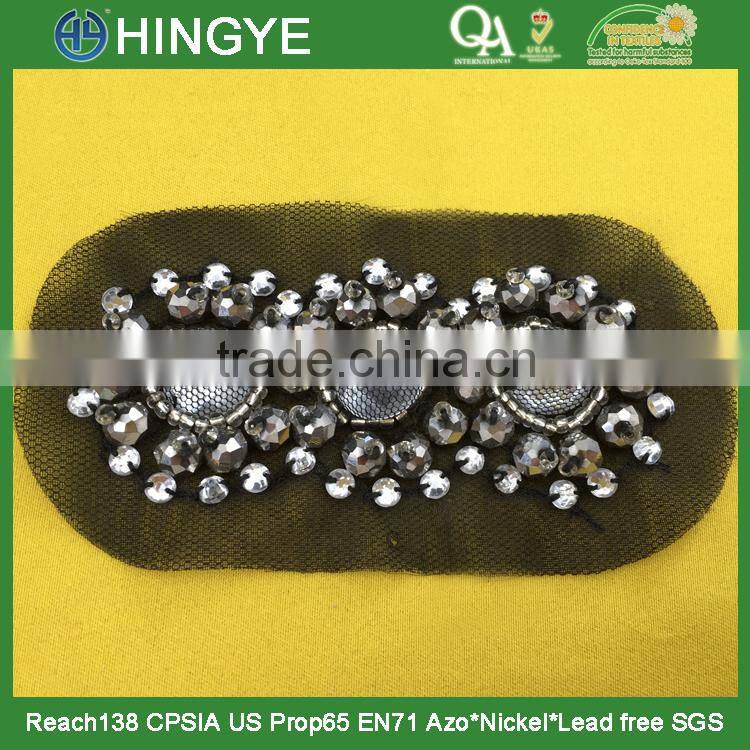 New arrival handmade crystal beaded applique work design for shoulder decoration