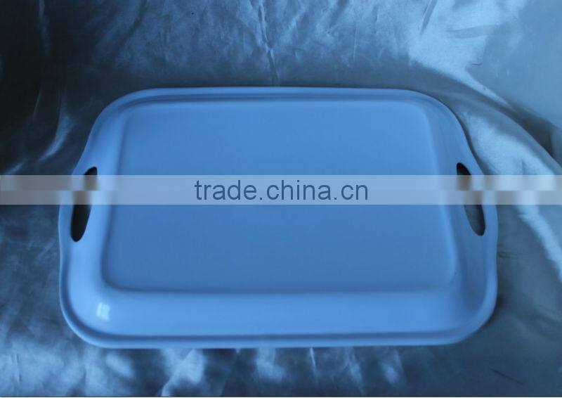 14 inch two-handled rectangular melamine tray