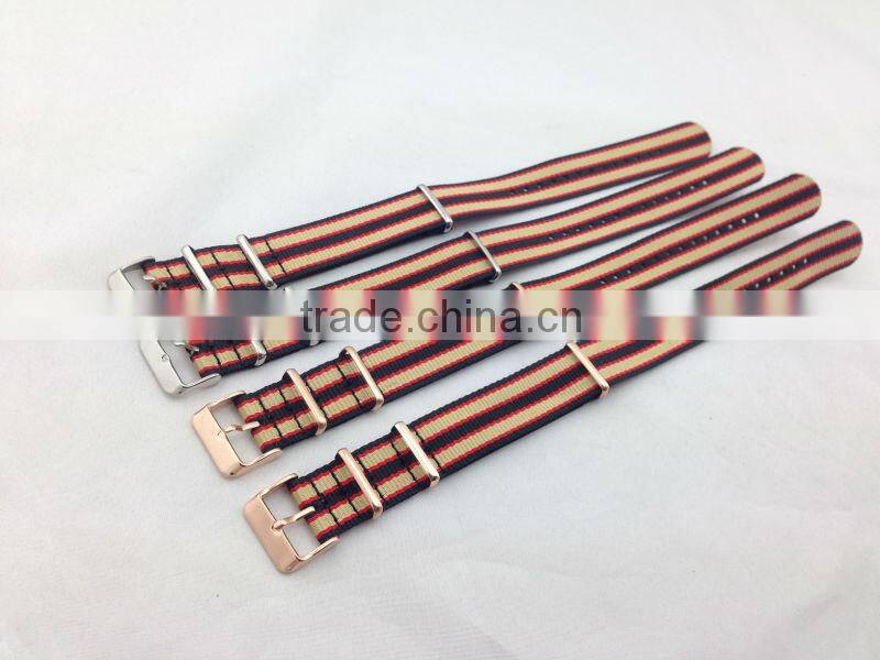 Assorted Color Nato Watch Strap With IP Gold Rose buckle