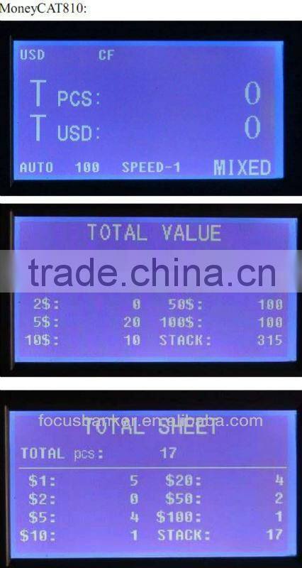 bill counter for cash handling/ counter for banknote counting with UV MG/MT IR counterfeit detections