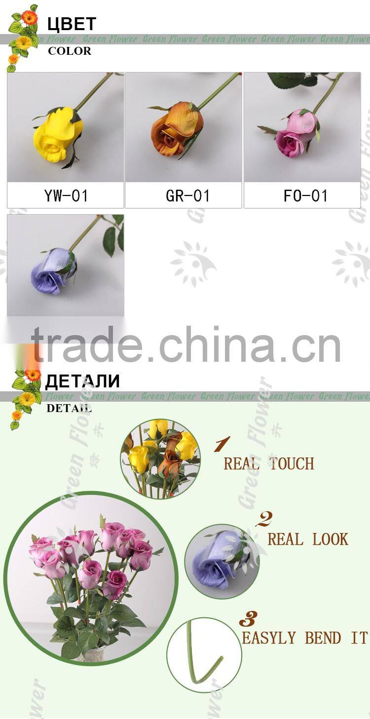 2016 Wholesale PU Latex Artificial Flowers Rose Real Touch Bouquet Weddings Bridal Decorations