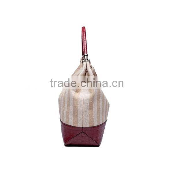 J088-canvas leather bag,2014 fashion canvas tote bag,simple style women bags