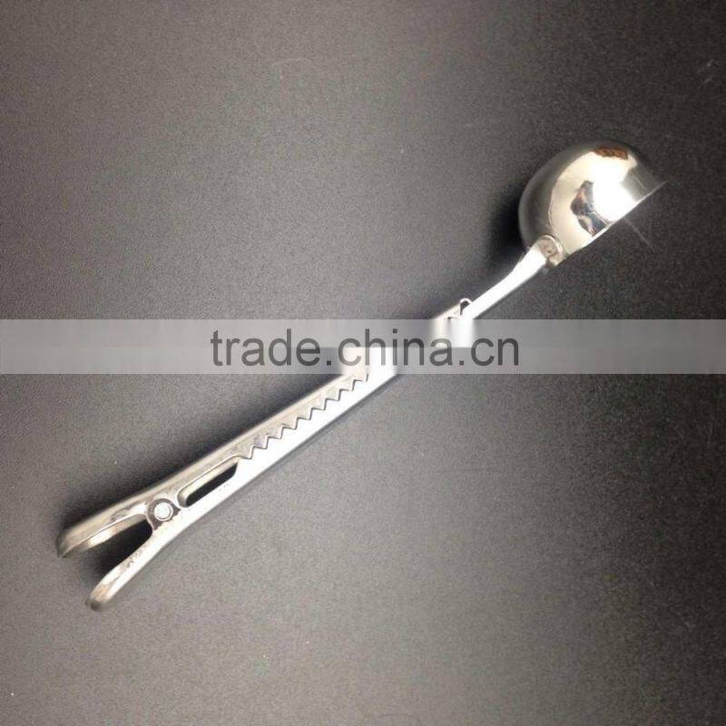 201/304 stainless steel coffee scoop with clip