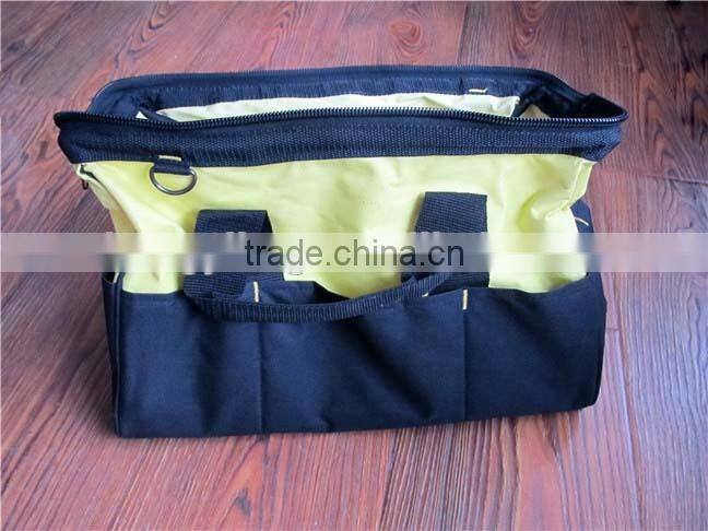 Multifuntional block color canvas tote tool bag with around pockets
