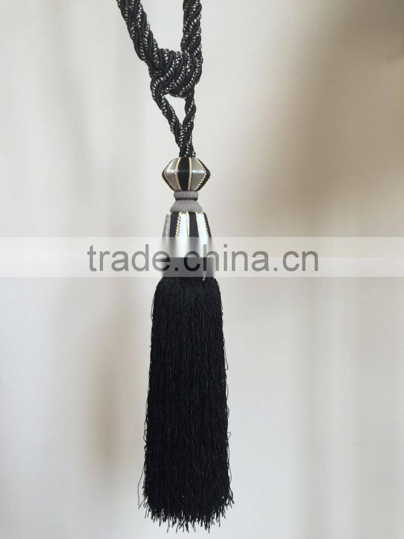 High quality wholesalers curtain accessory polyester material tassel tieback for home decorative
