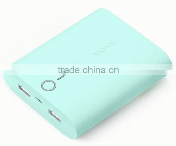 8000mAh high capacity power bank, dual usb battery charger multi color available