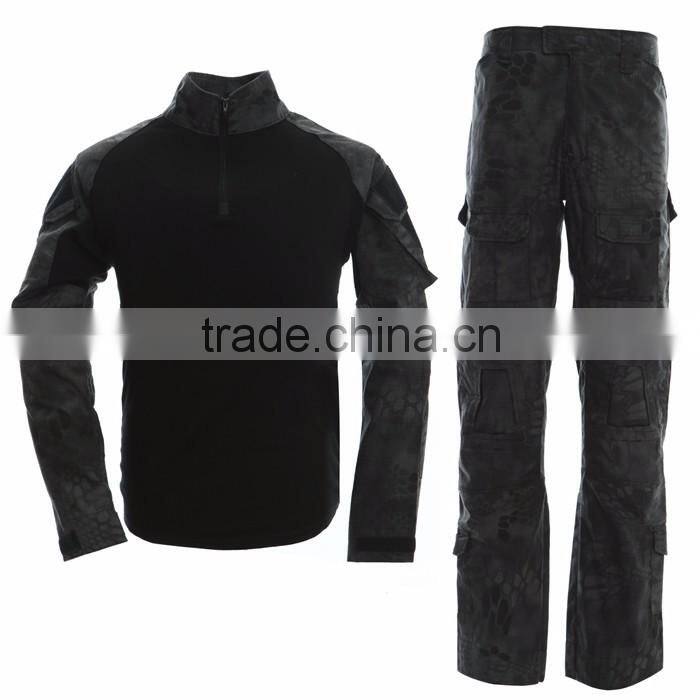 black python tactical suit in military uniform