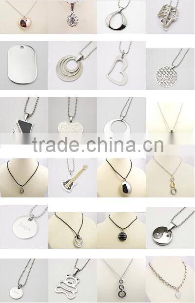 Leather chain stainless steel blank Personalized Design custom shield pendant necklace