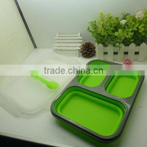 Hot selling collapsible lunch box/collapsible food container/foodgrade silicone lunch box