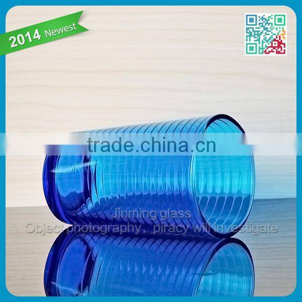 Colored crystal glassware beautiful drinking glass set pressed glass tumblers blue glass tumbler