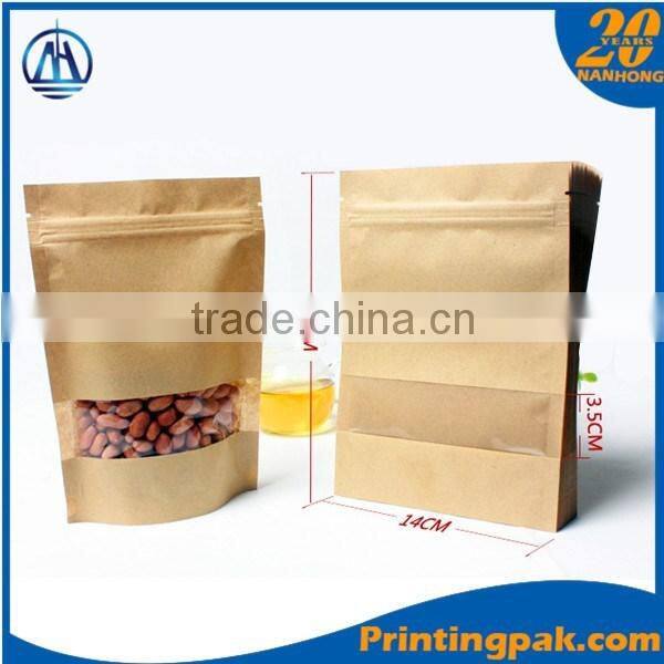 new design recycled kraft paper clear window zip lock bag