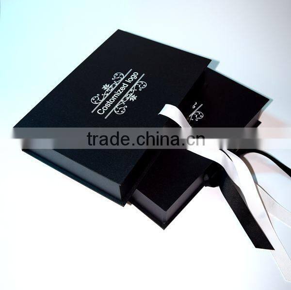 Hot sale recycle shoe box folding black with window for lady