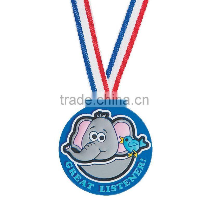 Hot Sale Custom Cheap Fashionable Sport Souvenirs 3D PVC Rubber A Is For Awesome Award Medals with Ribbon for Promotional Gifts