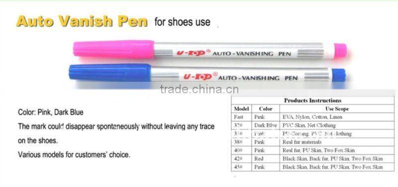 High tech disappearing ink pen for garments and shoes