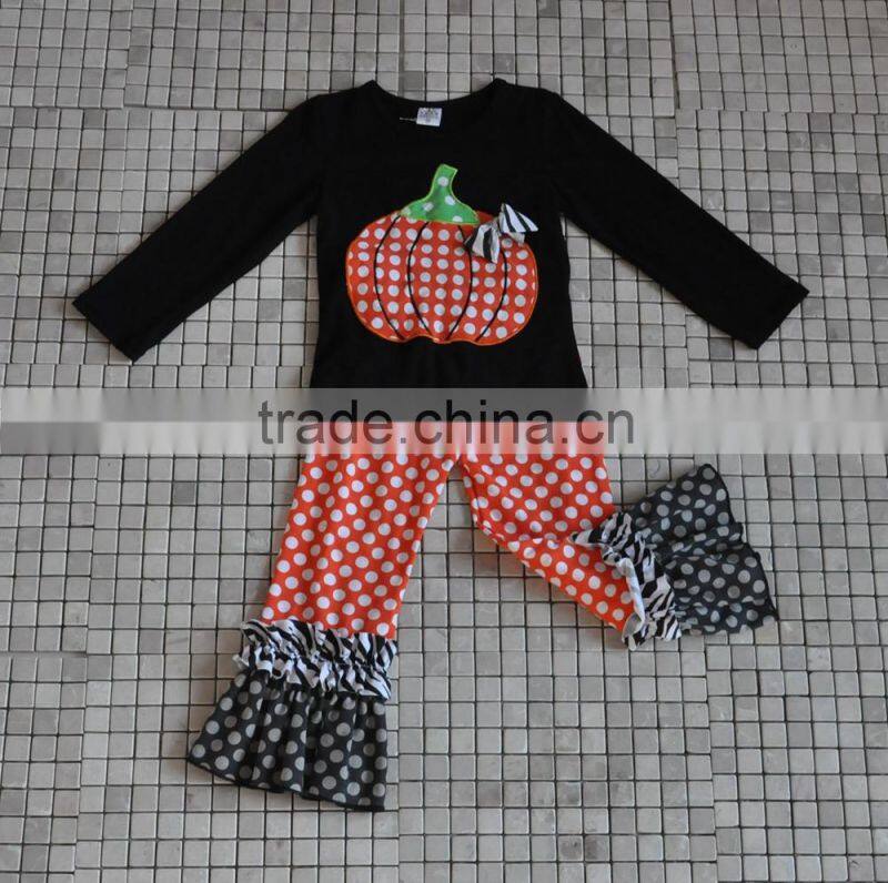 2016 latest design infant floral pumpkin cat halloween clothing