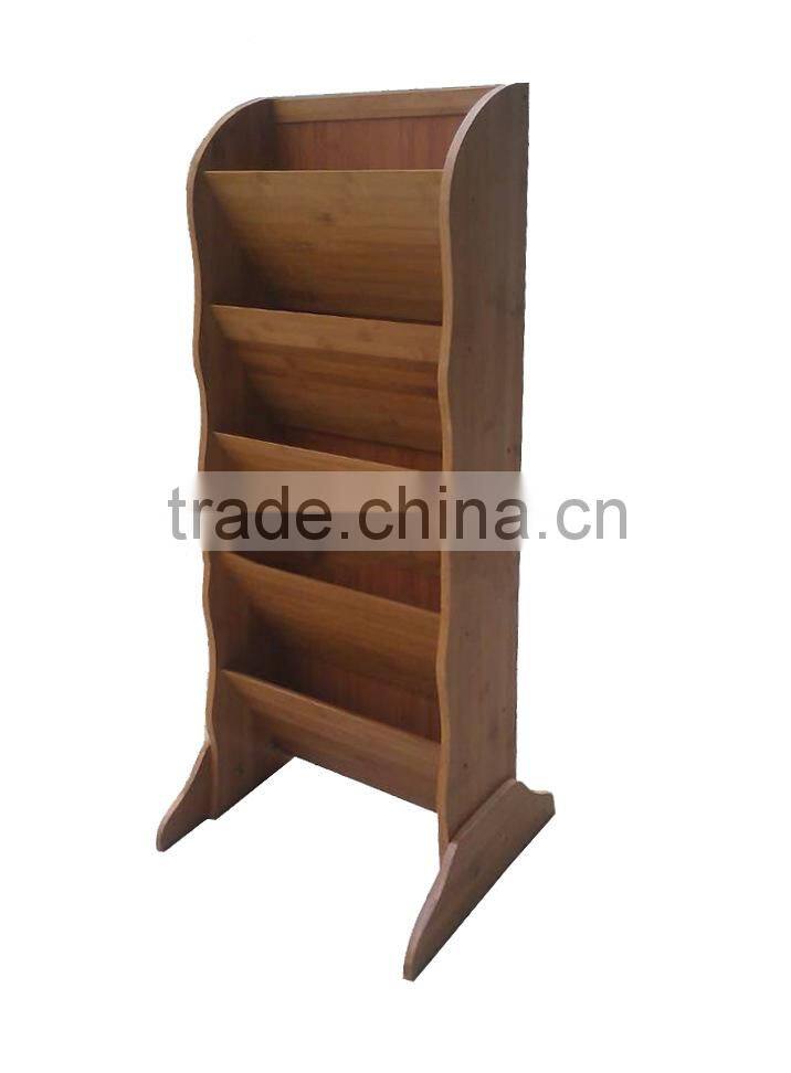 Fashion office furniture display&storage rack,5 tiers bamboo magazine paper rack