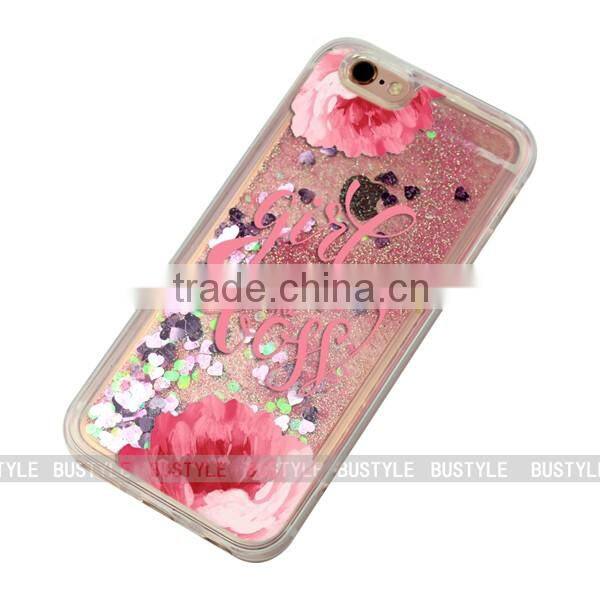 Custom Transparent Liquid Glitter Case for iPhone for Samsung Mobile Phone Cover