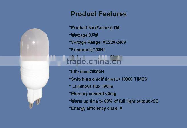 3.5W 200LM g9 smd led light lamp