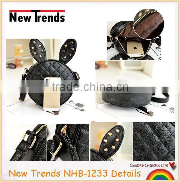 Fashion red rabbit shape PU shoulder bag with the studs