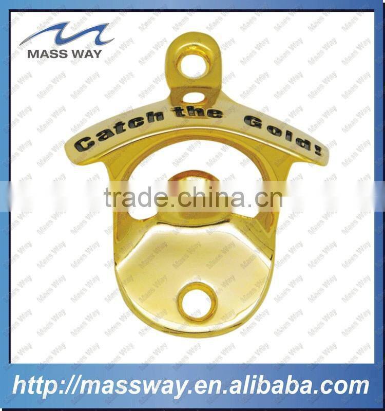 promotional zinc alloy custom 3D metal gold beer bottle opener