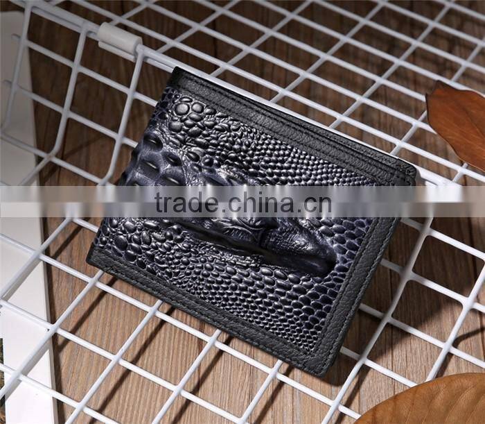 Male Business Genuine Leather Coin Purse 3D Crocodile Wallet for Men