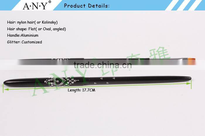 ANY Nail Art UV Gel Painting Black Metal Flat Nylon Hair Metal Nail Art Brush