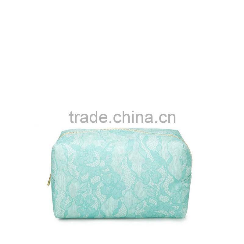 Newest fashionable lace material promotional cheap custom cosmetic bag GW730