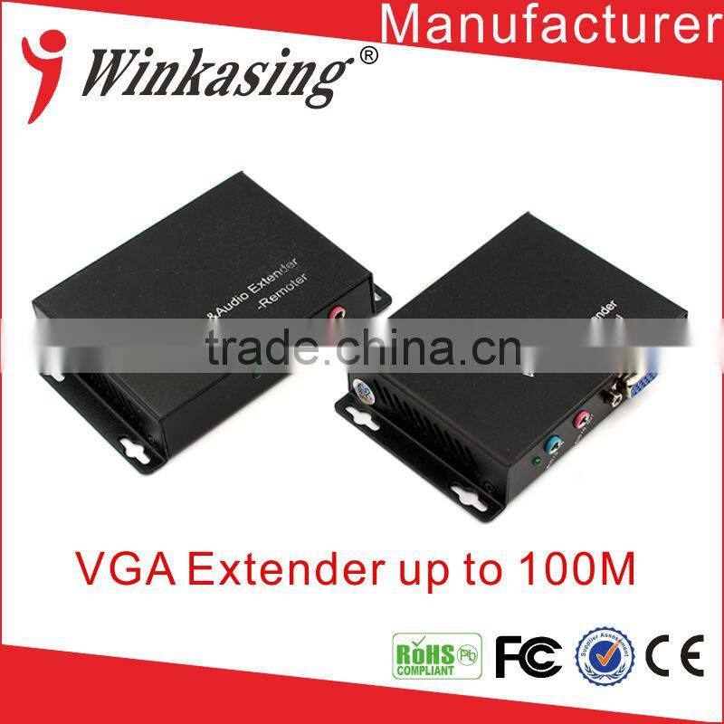 100m VGA Extender with audio VGA UTP extender 1x1 with Audio over cat5e/6 up to 100M with power supply