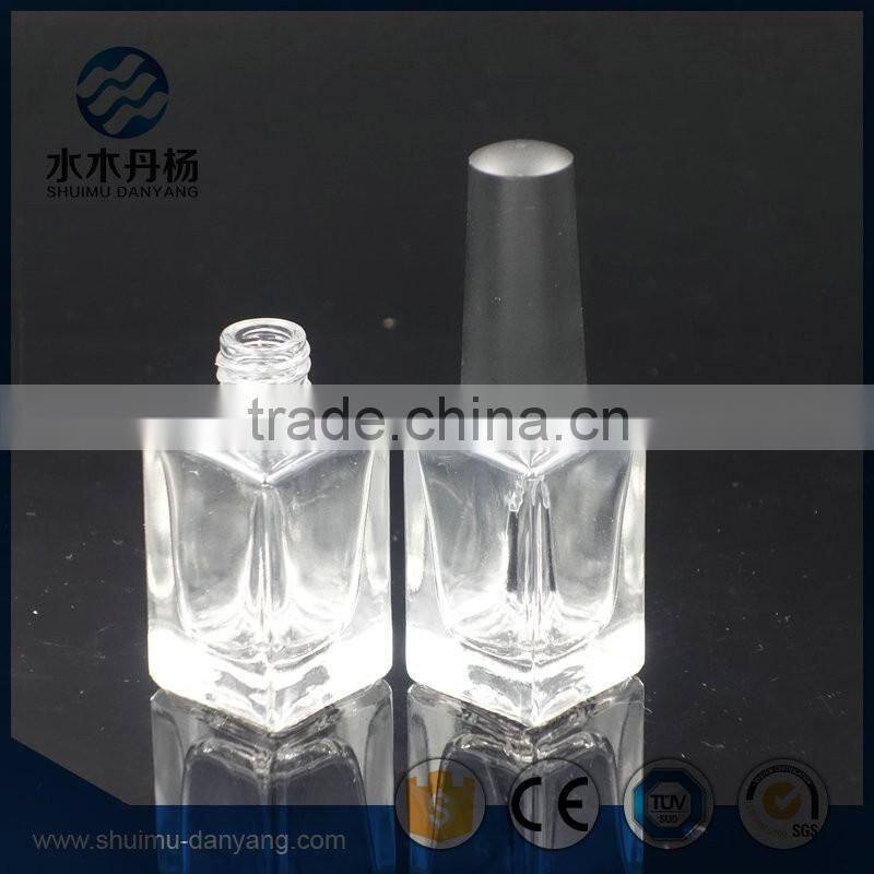 High quality 10ml square glass nail polish bottle with brush cap