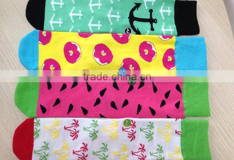 Brand Embroidery Logo Bright Yellow Donut Design Women Cozy Christmas Sock