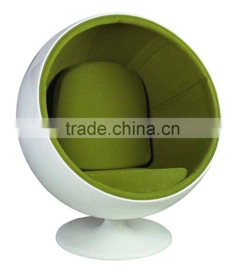 2015 modern fiberglass ball chair with sponge cushion round bar chair