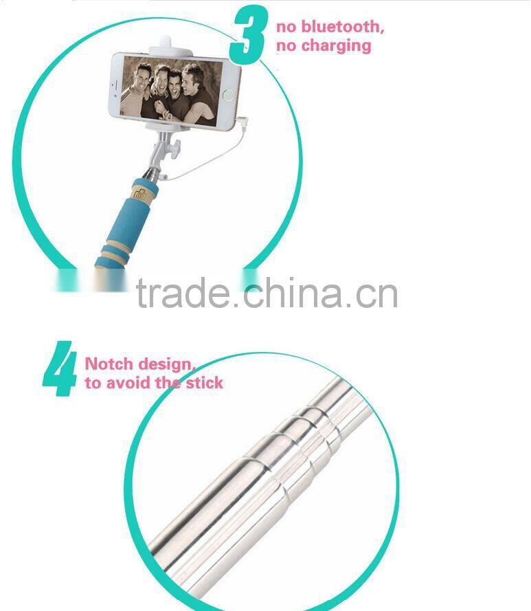 Close to 14cm Mini Wired All In One Selfie Stick For iPhone 6 Plus 5 5s 4s IOS for Samsung Android