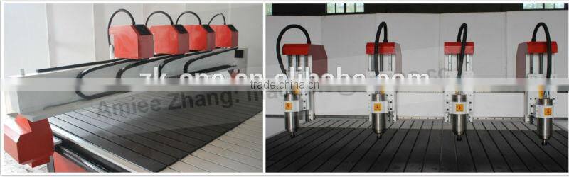 4 Heads 2500*1300mm Woodworking CNC Router on 4 Z-axis NcStudio Control ZK-2513-4