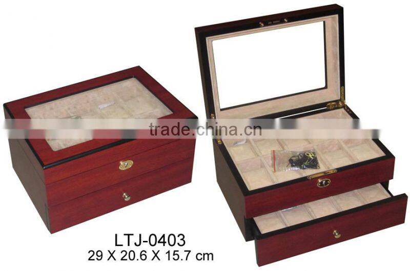 Glass top ebony wooden display watch box manufacturer