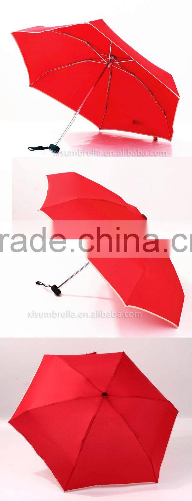 Solid pongee aluminium shaft manual open 5 fold umbrella