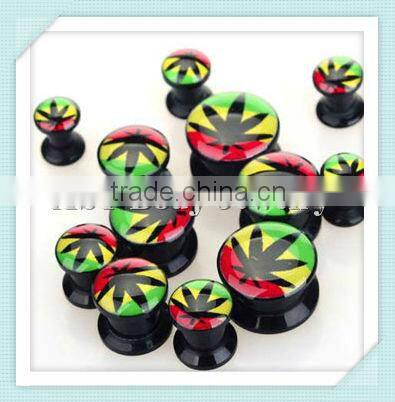 UV acrylic jewelry rainbow gauge ear plugs with gem body piercing jewelry