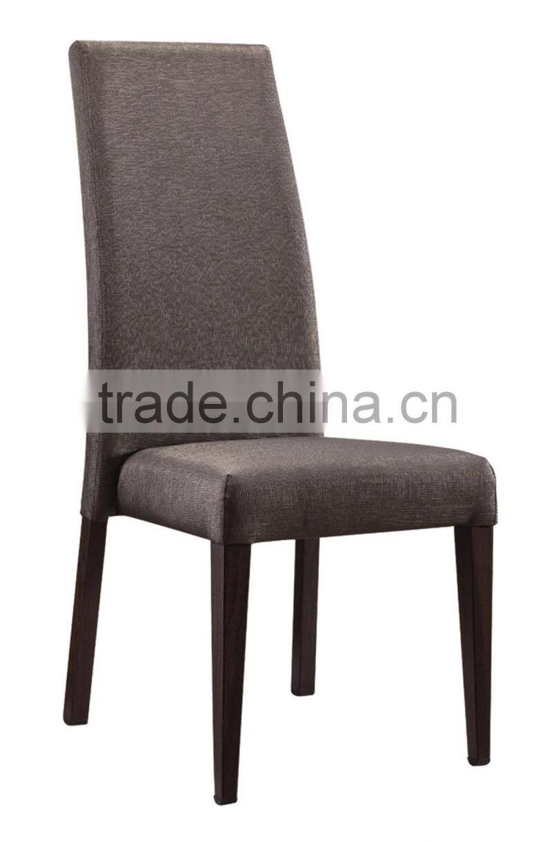 restaurant high chair with upholstery at back and seat