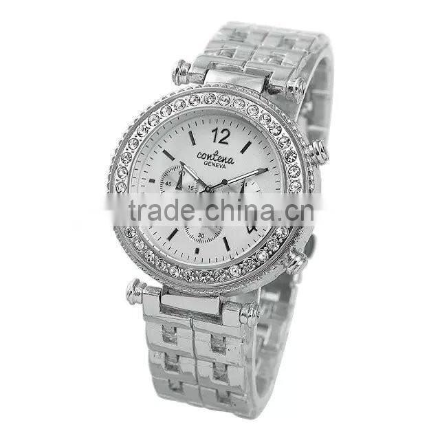 geneva rhinestone diamond metal women gold wrist watch