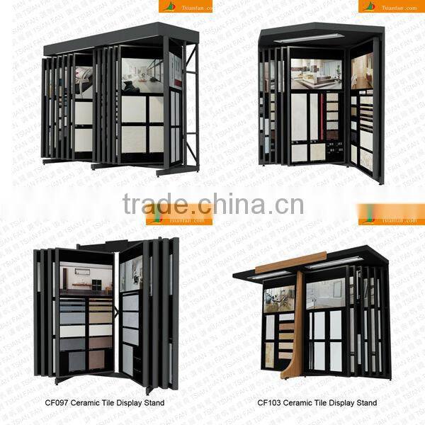 CF114 Ceramic tile fair booth mdf stands / page turning type rack