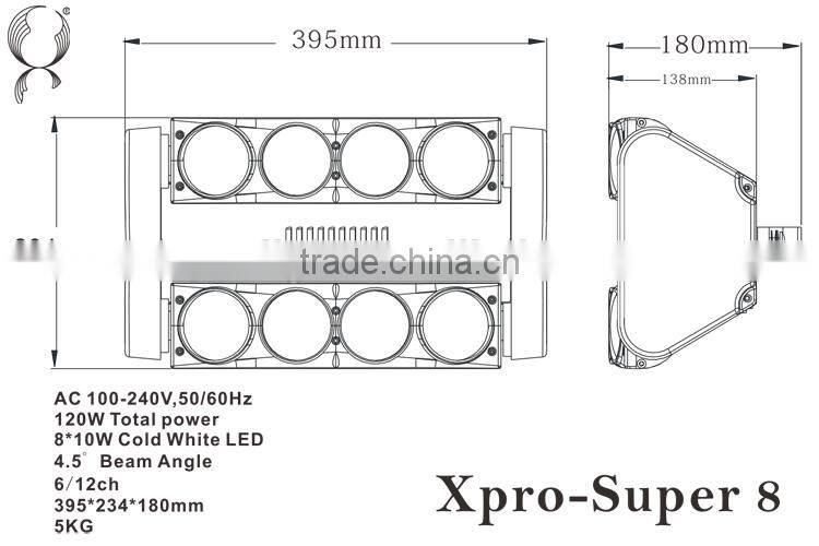 2014 NEW 8x10w full white dj light led moving head spider beam