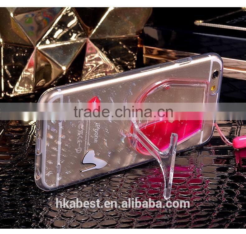 3D liquid wine glass with stand phone case for iphone