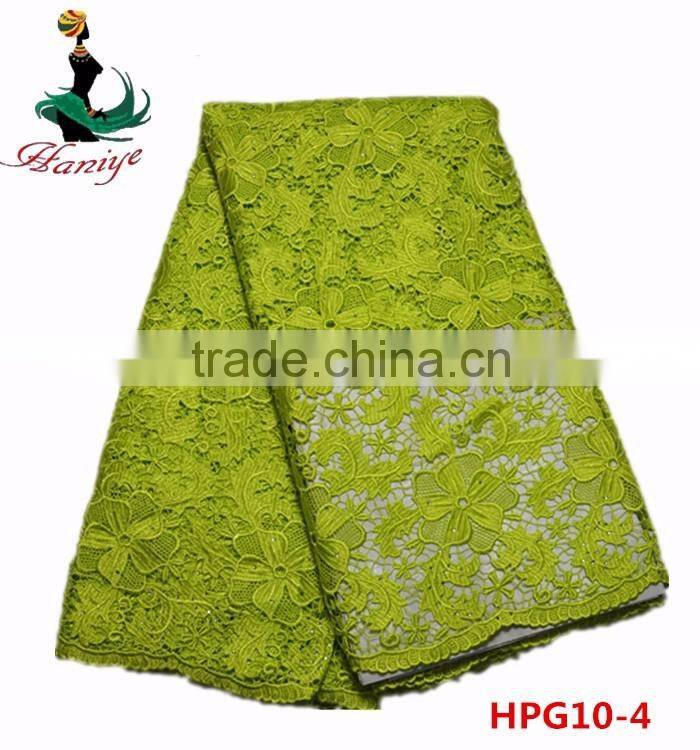 Haniye 2016/HPG10 Wholesale African High Quality Guipure Water Soluble Lace Fabric,Beaterful Flower stones Lace Fabric
