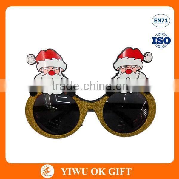 2016 New design santa claus plastic christmas party glasses for fun